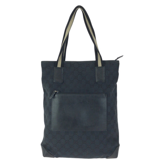 23631
GUCCI グッチ ブラック 黒 シルバー金具 GGキャンバス / レザー 019 0401 トートバッグ ショルダーバッグ レディース AB28