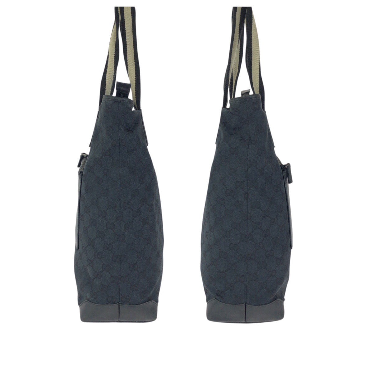 23631
GUCCI グッチ ブラック 黒 シルバー金具 GGキャンバス / レザー 019 0401 トートバッグ ショルダーバッグ レディース AB28