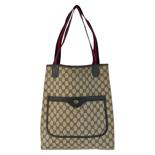 23632
GUCCI グッチ ヴィンテージ シェリーライン グレー ネイビー GGスプリームキャンバス 39 02 003 トートバッグ ショルダーバッグ レディース AB21