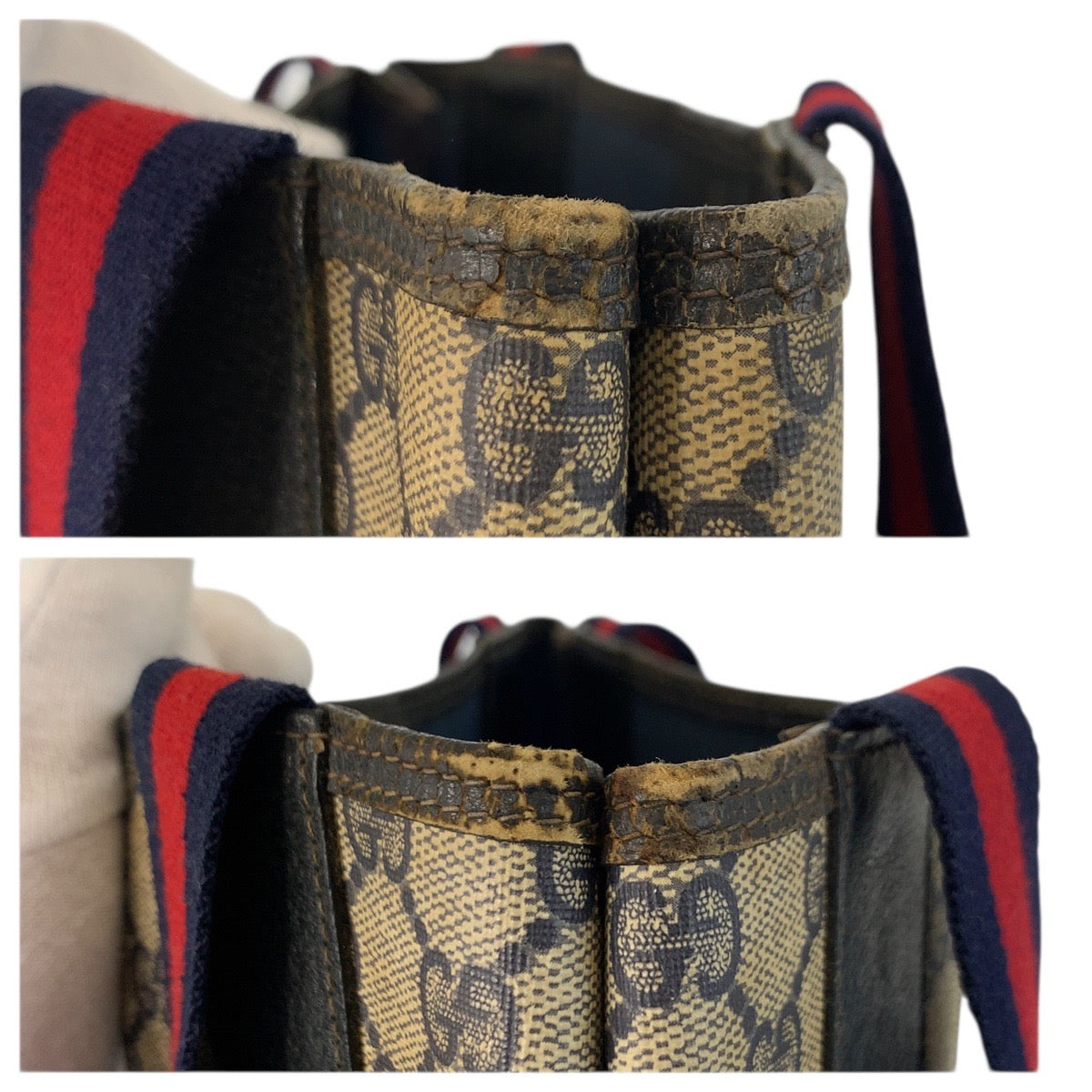 23632
GUCCI グッチ ヴィンテージ シェリーライン グレー ネイビー GGスプリームキャンバス 39 02 003 トートバッグ ショルダーバッグ レディース AB21