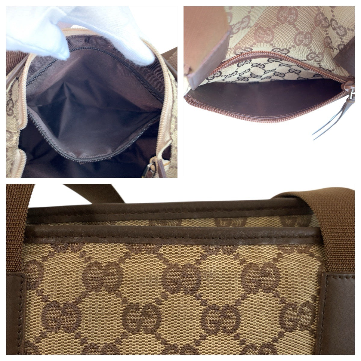 23635
GUCCI グッチ ブラウン ベージュ GGキャンバス / レザー 019 0402 トートバッグ ショルダーバッグ レディース AB30