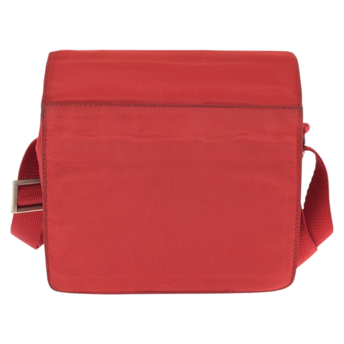 23637
PRADA プラダ テスート 三角ロゴプレート レッド シルバー金具 ナイロン ショルダーバッグ ポシェット レディース ABP35