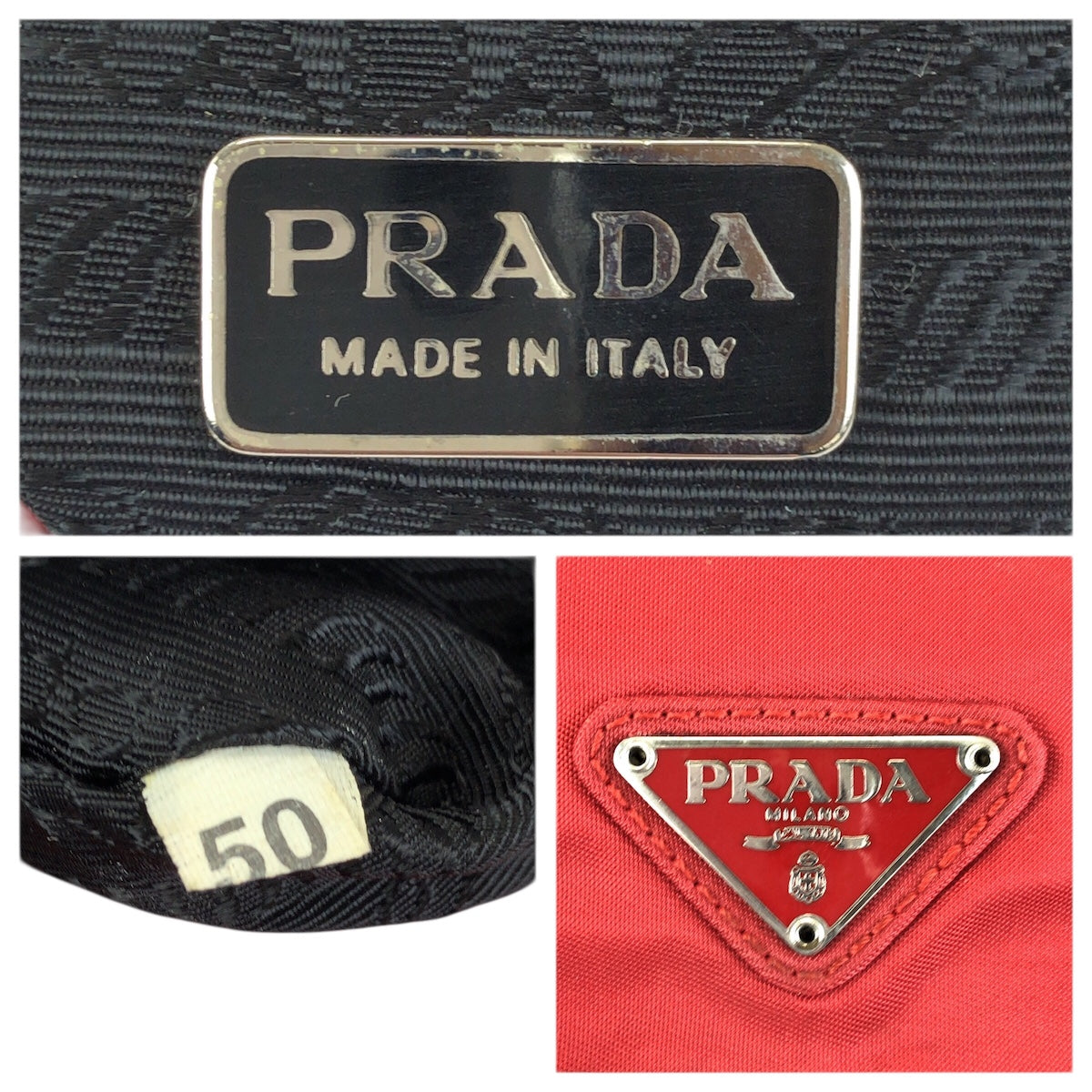 23637
PRADA プラダ テスート 三角ロゴプレート レッド シルバー金具 ナイロン ショルダーバッグ ポシェット レディース ABP35