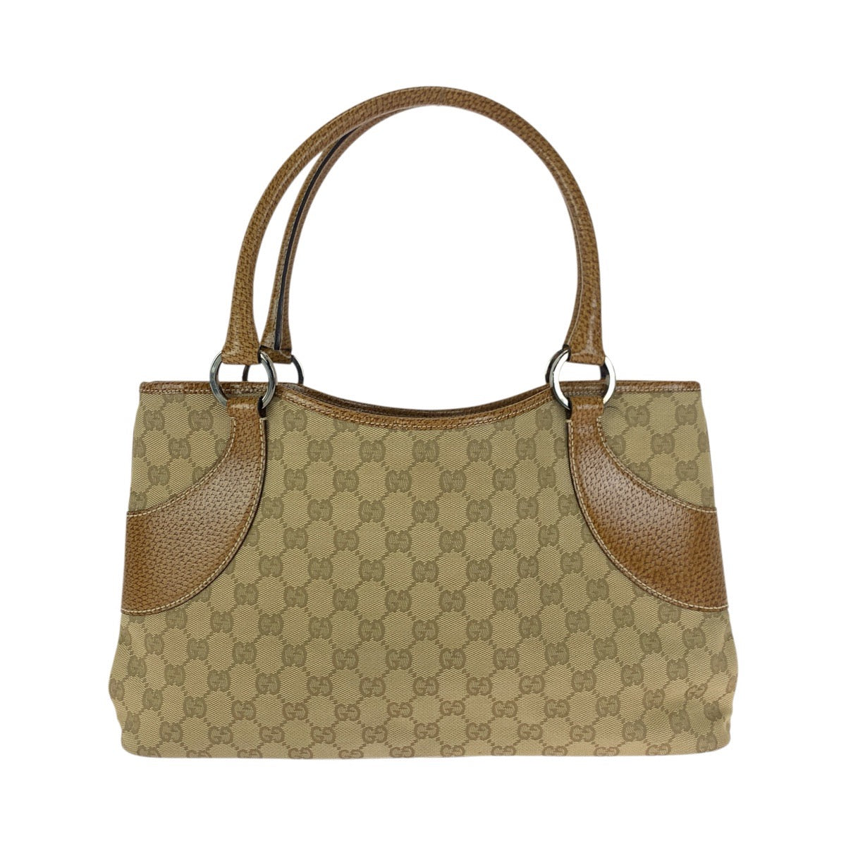 23638
GUCCI グッチ ベージュ ライトブラウン シルバー金具 GGキャンバス / レザー 113015 トートバッグ ショルダーバッグ レディース A49