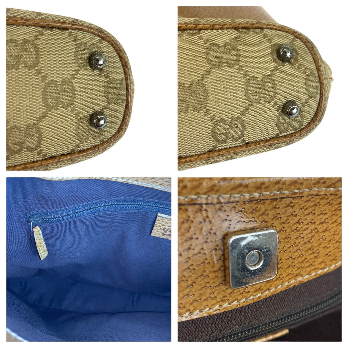 23638
GUCCI グッチ ベージュ ライトブラウン シルバー金具 GGキャンバス / レザー 113015 トートバッグ ショルダーバッグ レディース A49