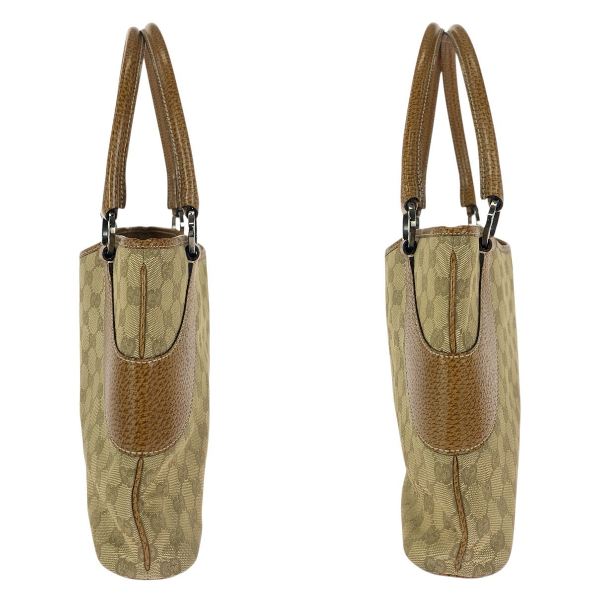 23638
GUCCI グッチ ベージュ ライトブラウン シルバー金具 GGキャンバス / レザー 113015 トートバッグ ショルダーバッグ レディース A49