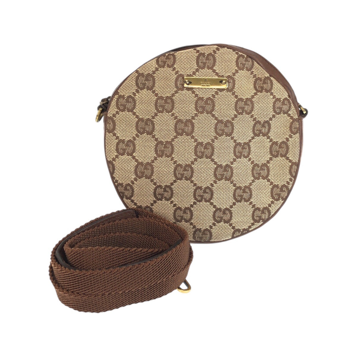 23639
GUCCI グッチ ブラウン ベージュ ゴールド金具 GGキャンバス 90700 ショルダーバッグ ポシェット レディース AB35