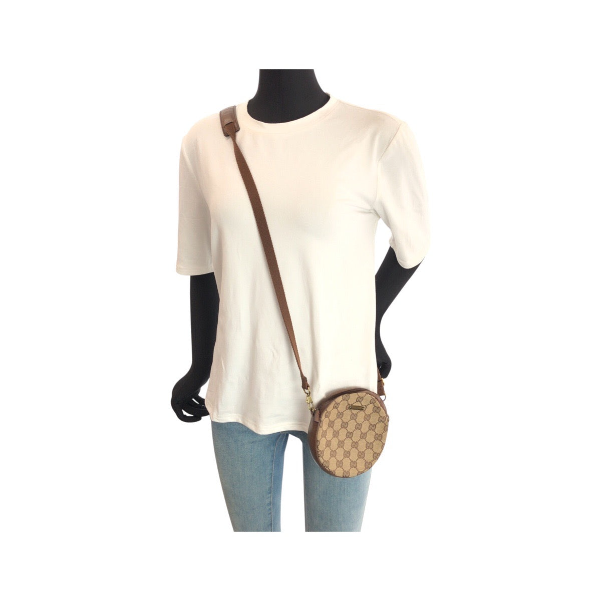 23639
GUCCI グッチ ブラウン ベージュ ゴールド金具 GGキャンバス 90700 ショルダーバッグ ポシェット レディース AB35