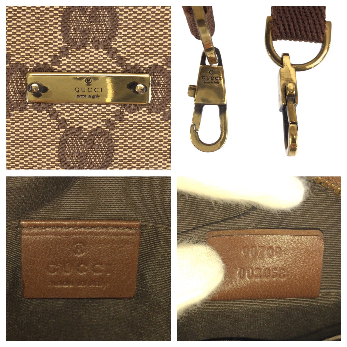 23639
GUCCI グッチ ブラウン ベージュ ゴールド金具 GGキャンバス 90700 ショルダーバッグ ポシェット レディース AB35
