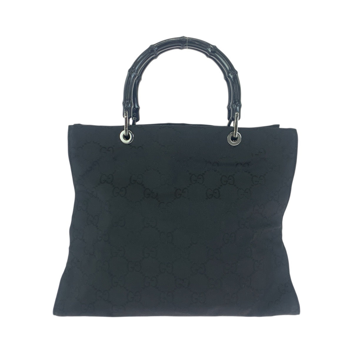 23640
GUCCI グッチ バンブー ブラック 黒 シルバー金具 ナイロン 002 0101 ハンドバッグ トートバッグ レディース ABP49