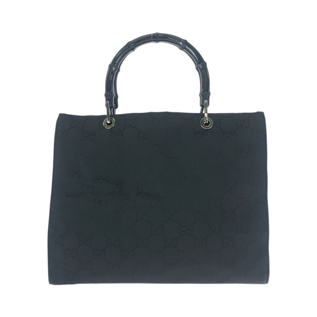 23640
GUCCI グッチ バンブー ブラック 黒 シルバー金具 ナイロン 002 0101 ハンドバッグ トートバッグ レディース ABP49