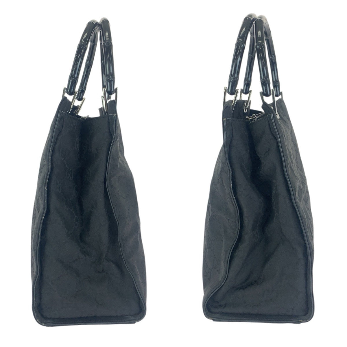 23640
GUCCI グッチ バンブー ブラック 黒 シルバー金具 ナイロン 002 0101 ハンドバッグ トートバッグ レディース ABP49