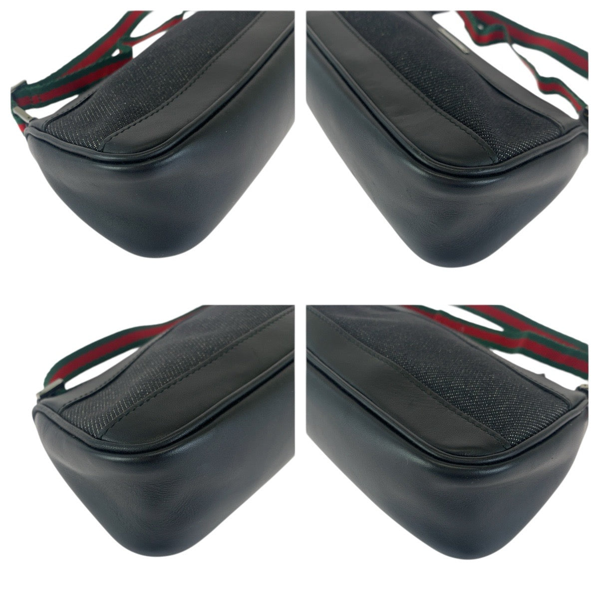 23641
GUCCI グッチ シェリーライン ブラック 黒 シルバー金具 レザー 92820 ハンドバッグ アクセサリーポーチ レディース A45