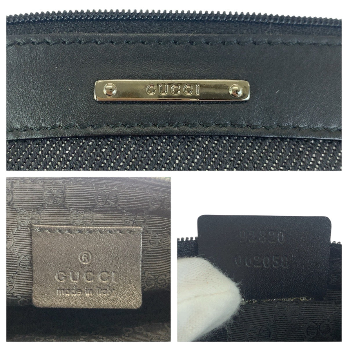 23641
GUCCI グッチ シェリーライン ブラック 黒 シルバー金具 レザー 92820 ハンドバッグ アクセサリーポーチ レディース A45