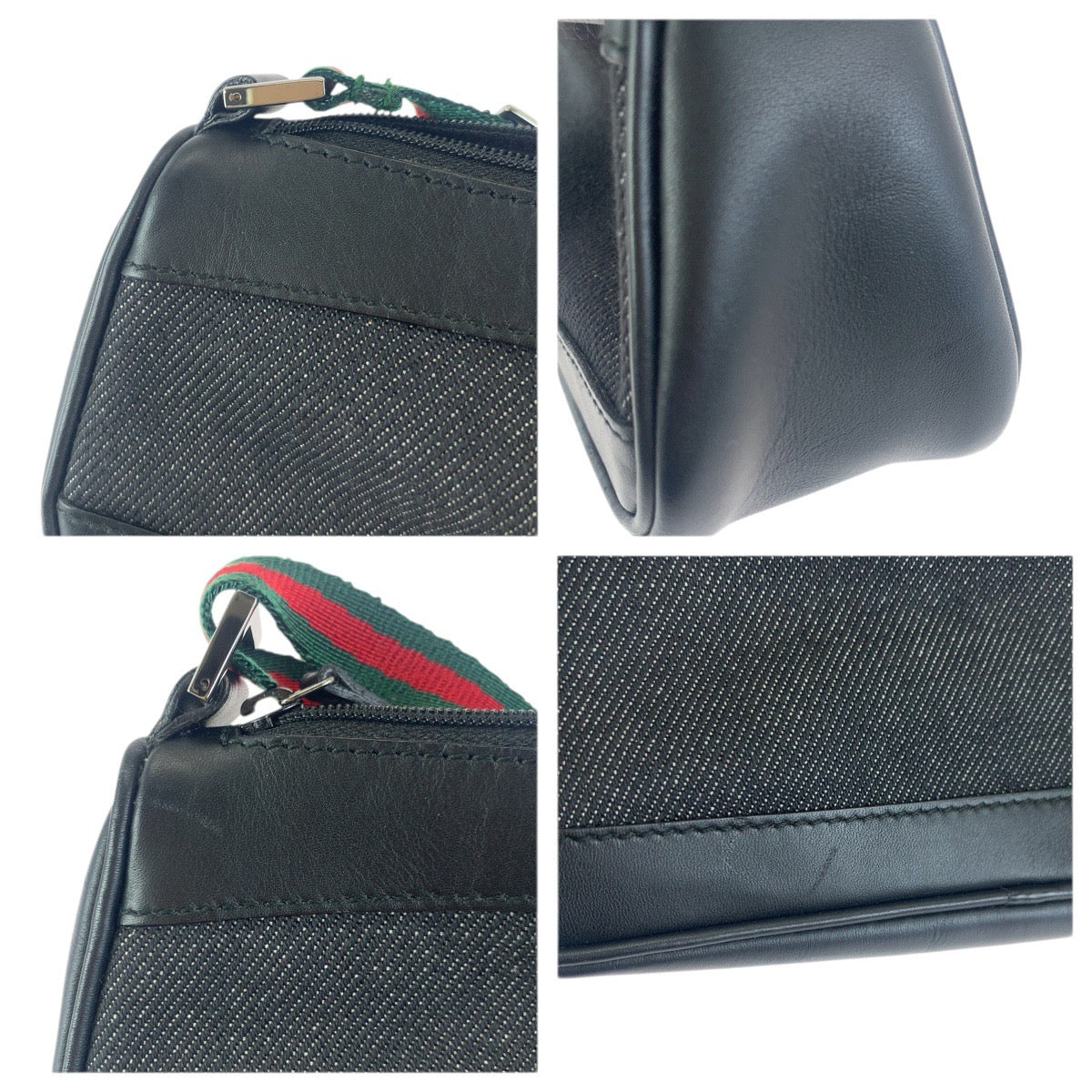 23641
GUCCI グッチ シェリーライン ブラック 黒 シルバー金具 レザー 92820 ハンドバッグ アクセサリーポーチ レディース A45