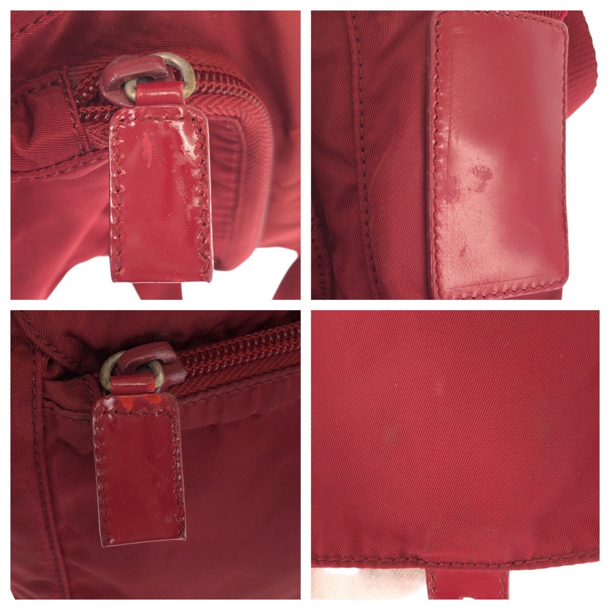 23642
PRADA プラダ テスート 三角ロゴプレート レッド シルバー金具 ナイロン ショルダーバッグ ポシェット レディース ABP35