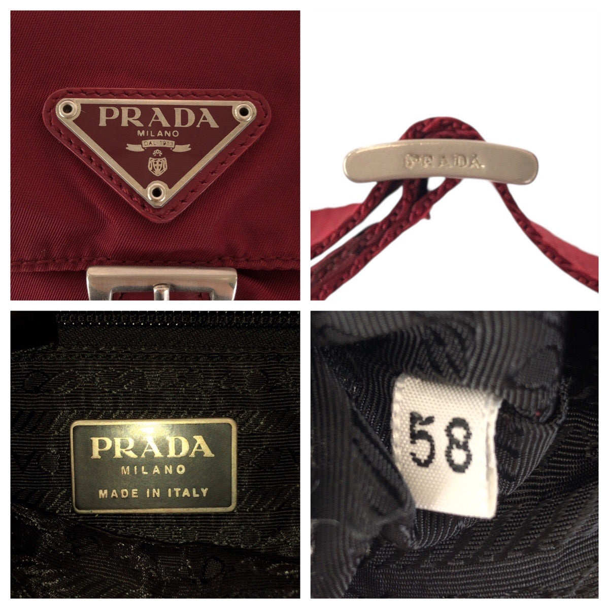 23642
PRADA プラダ テスート 三角ロゴプレート レッド シルバー金具 ナイロン ショルダーバッグ ポシェット レディース ABP35