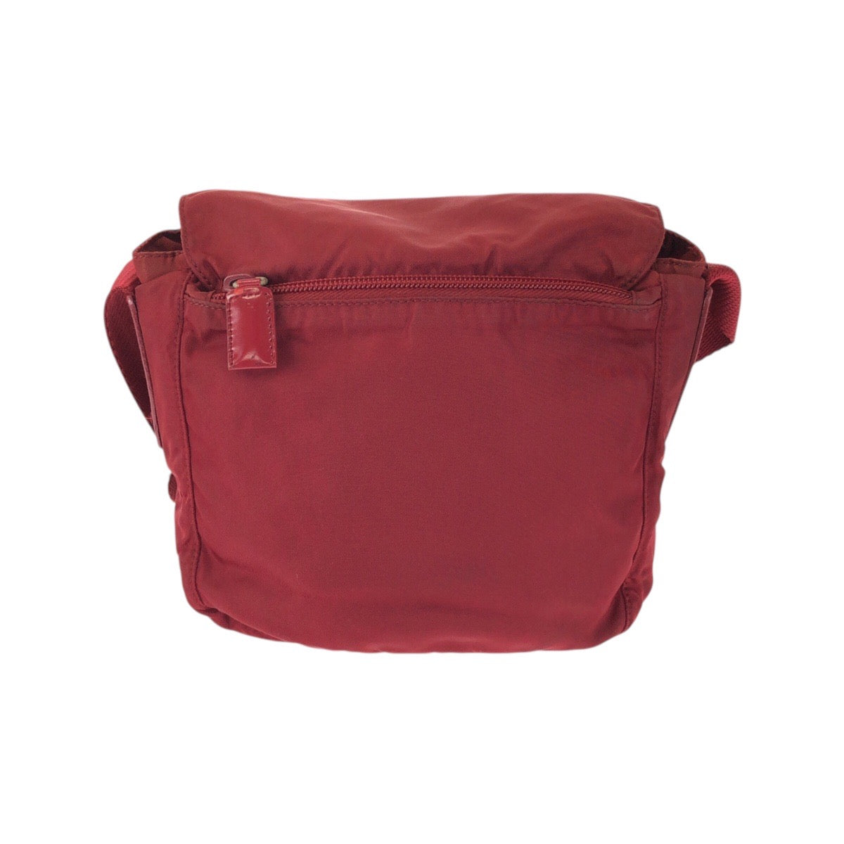 23642
PRADA プラダ テスート 三角ロゴプレート レッド シルバー金具 ナイロン ショルダーバッグ ポシェット レディース ABP35