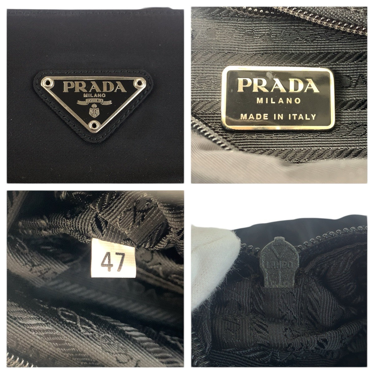 23644
PRADA プラダ テスート 三角ロゴプレート ブラック 黒 シルバー金具 ナイロン トートバッグ ショルダーバッグ レディース ABP42