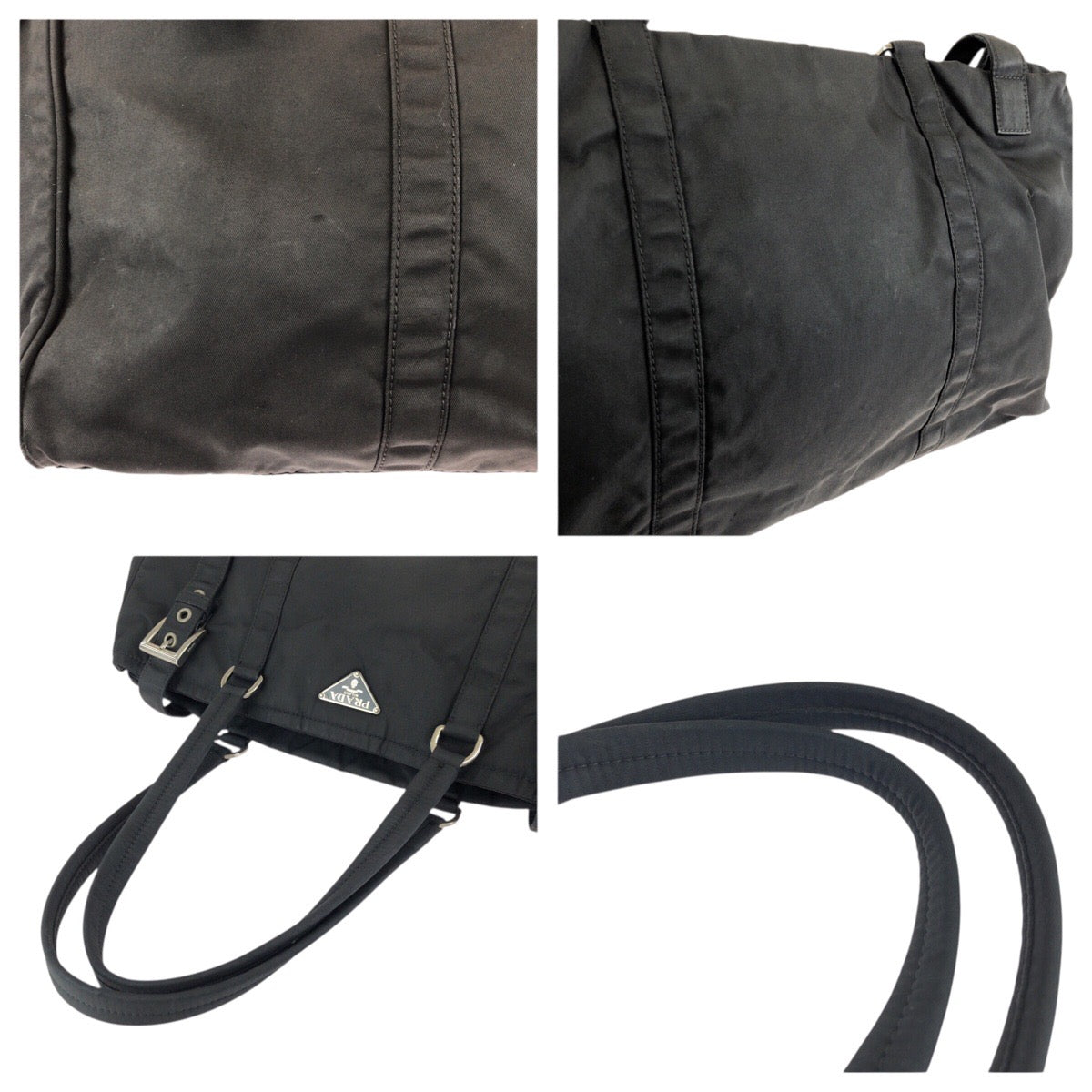 23645
PRADA プラダ テスート 三角ロゴプレート ブラック 黒 シルバー金具 ナイロン トートバッグ ショルダーバッグ レディース AB35