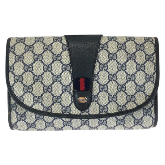 23646
GUCCI グッチ ヴィンテージ オールドグッチ シェリーライン ネイビー GGスプリームキャンバス / レザー 89 01 030 クラッチバッグ セカンドバッグ メンズ AB21
