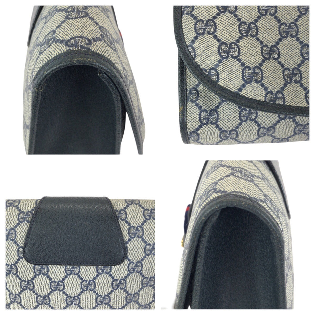 23646
GUCCI グッチ ヴィンテージ オールドグッチ シェリーライン ネイビー GGスプリームキャンバス / レザー 89 01 030 クラッチバッグ セカンドバッグ メンズ AB21