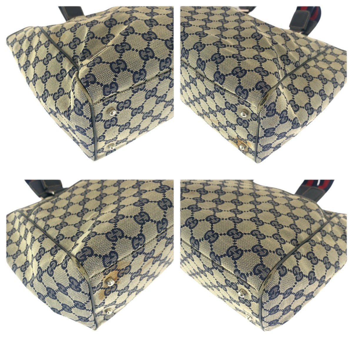 23648
GUCCI グッチ シェリーライン ネイビー シルバー金具 GGキャンバス / レザー 145758 トートバッグ ショルダーバッグ レディース AB28