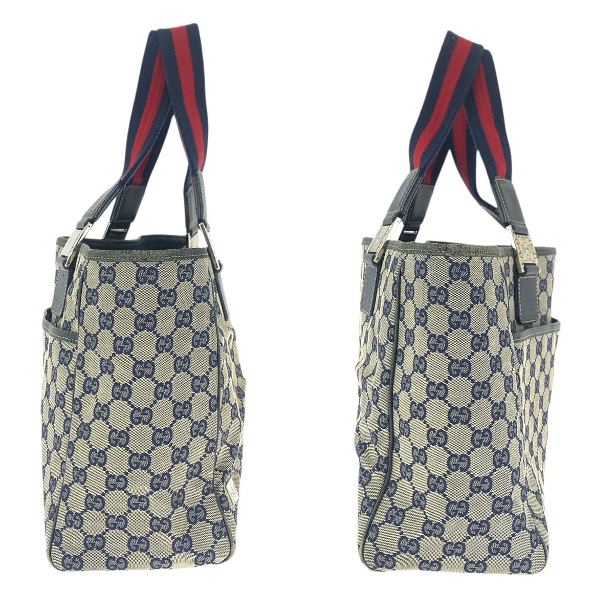 23648
GUCCI グッチ シェリーライン ネイビー シルバー金具 GGキャンバス / レザー 145758 トートバッグ ショルダーバッグ レディース AB28