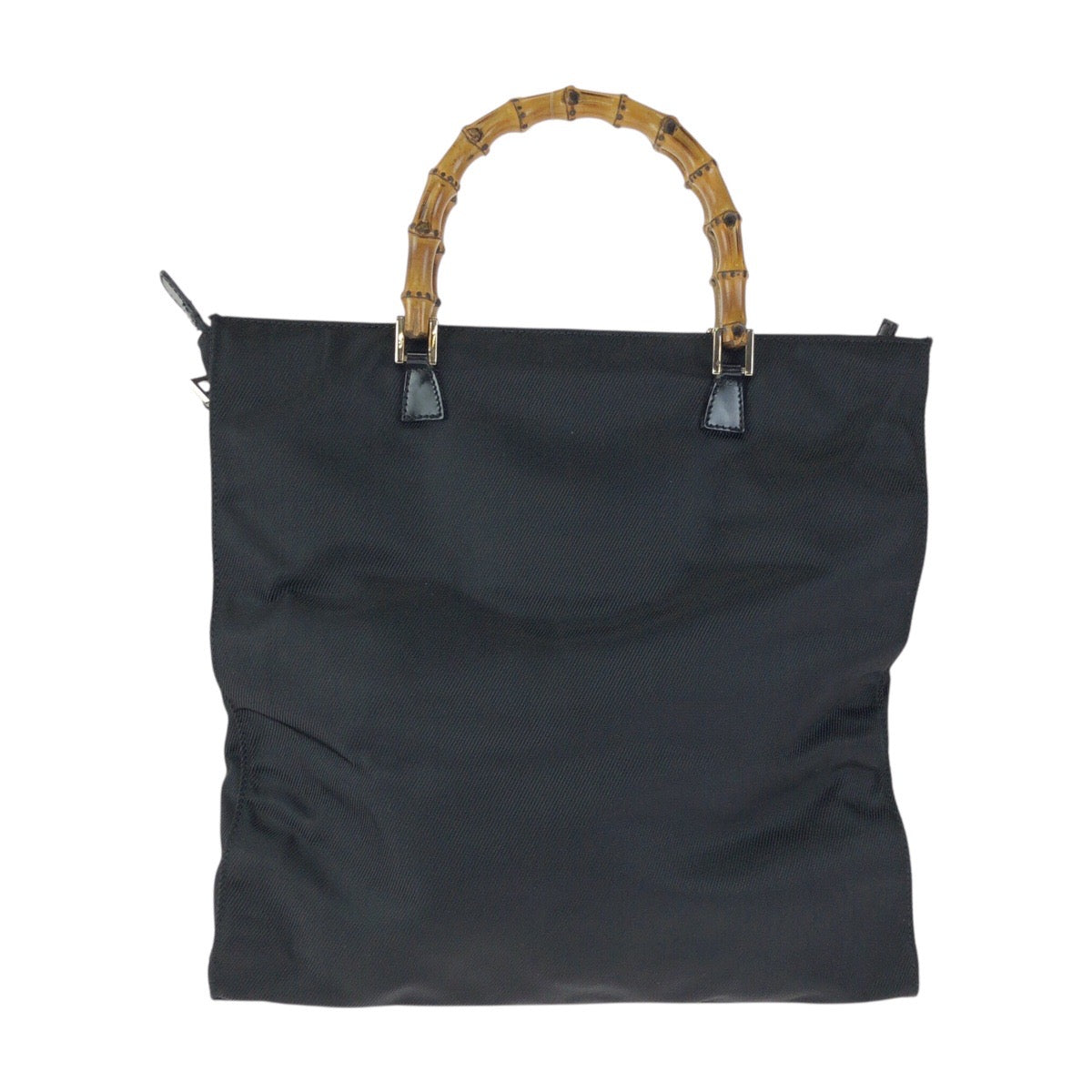 23649
GUCCI グッチ バンブー ブラック 黒 シルバー金具 ナイロン / レザー 001 1095 1878 トートバッグ ハンドバッグ レディース ABP35