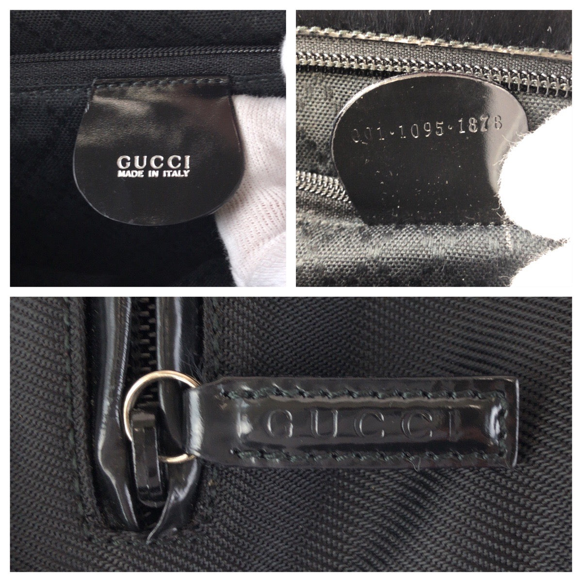 23649
GUCCI グッチ バンブー ブラック 黒 シルバー金具 ナイロン / レザー 001 1095 1878 トートバッグ ハンドバッグ レディース ABP35