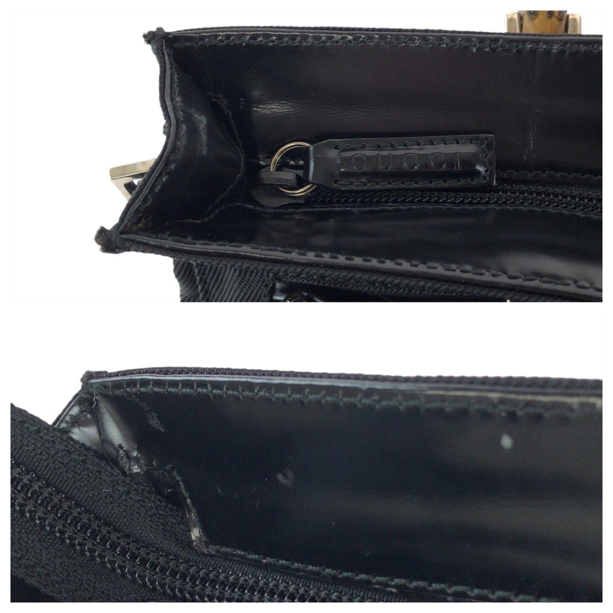 23649
GUCCI グッチ バンブー ブラック 黒 シルバー金具 ナイロン / レザー 001 1095 1878 トートバッグ ハンドバッグ レディース ABP35