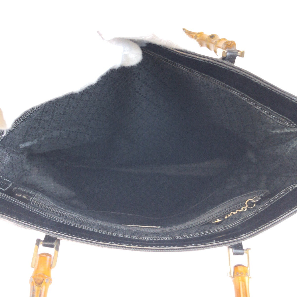 23649
GUCCI グッチ バンブー ブラック 黒 シルバー金具 ナイロン / レザー 001 1095 1878 トートバッグ ハンドバッグ レディース ABP35