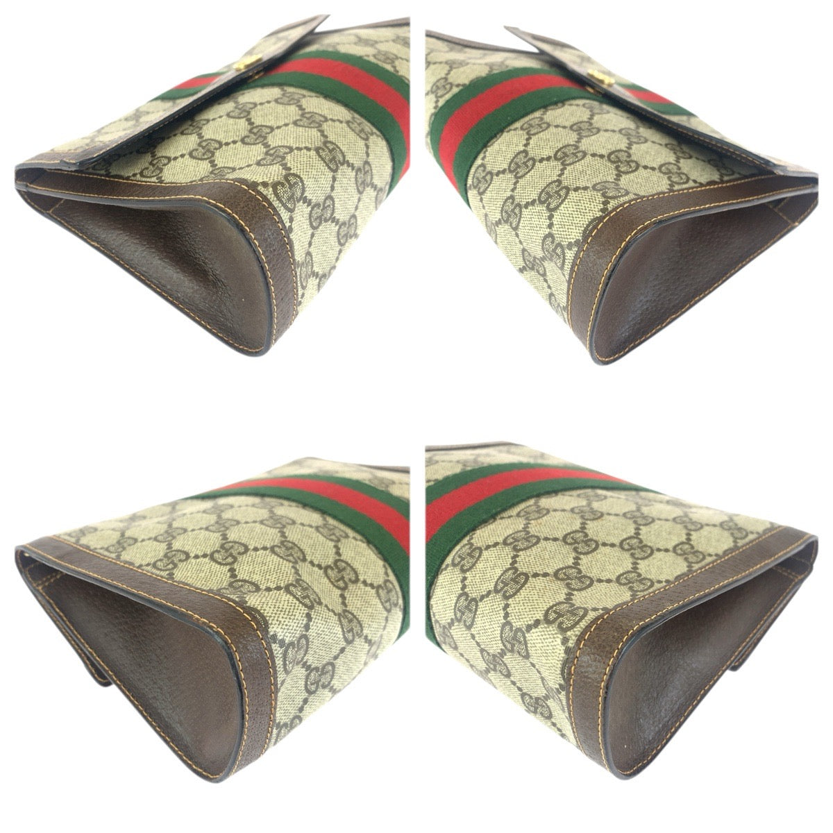 23650
GUCCI グッチ ヴィンテージ シェリーライン ベージュ ブラウン ゴールド金具 GGスプリームキャンバス / レザー 38 クラッチバッグ セカンドバッグ レディース ABP28