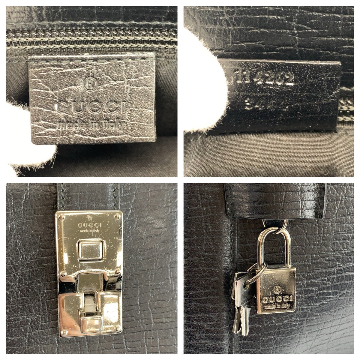 23652
GUCCI グッチ ブラック 黒 シルバー金具 レザー 114262 ビジネスバッグ ブリーフケース メンズ AB35