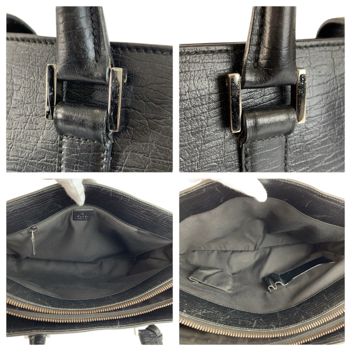 23652
GUCCI グッチ ブラック 黒 シルバー金具 レザー 114262 ビジネスバッグ ブリーフケース メンズ AB35