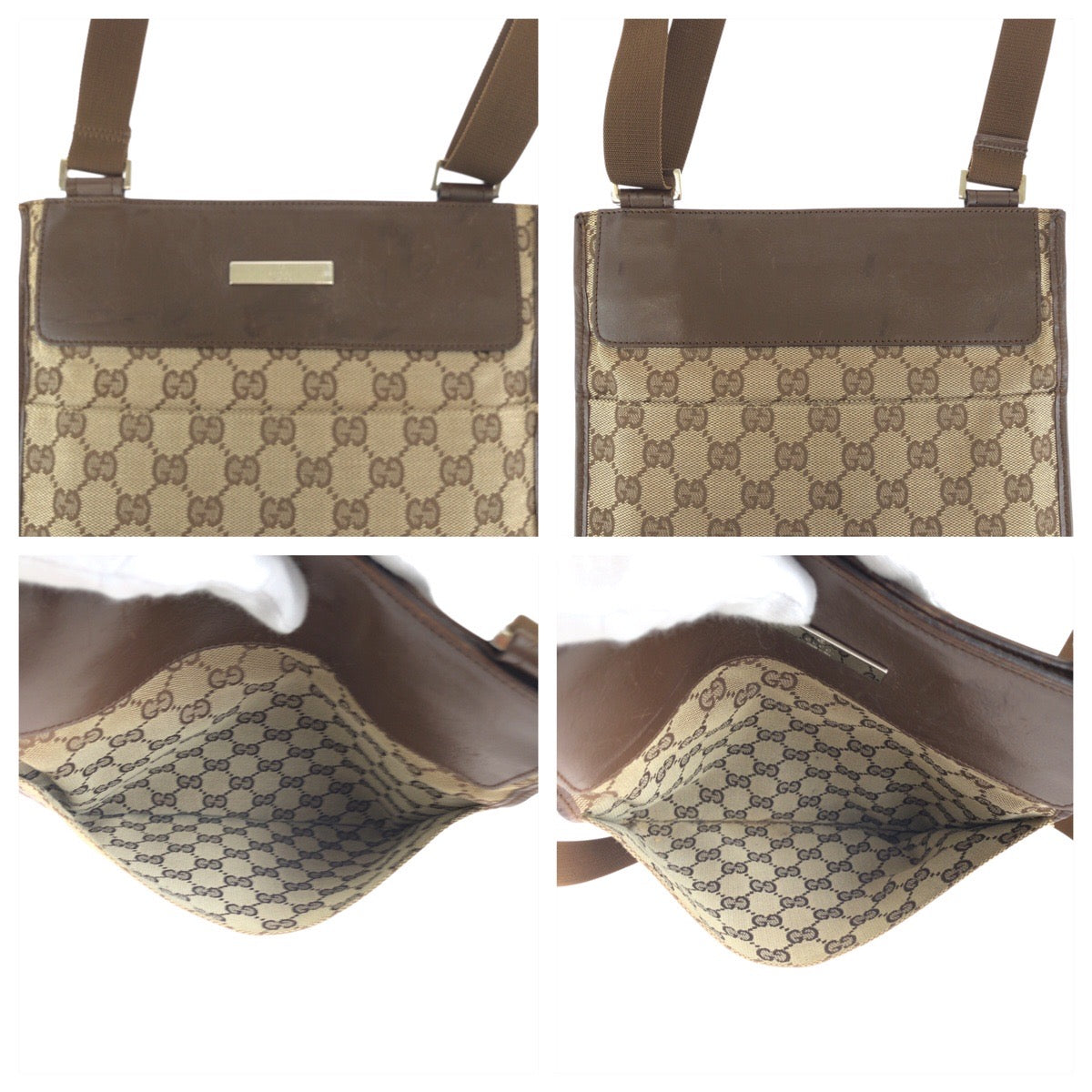 23653
GUCCI グッチ ベージュ ブラウン シルバー金具 GGキャンバス / レザー 27639 ショルダーバッグ ポシェット レディース ABP37