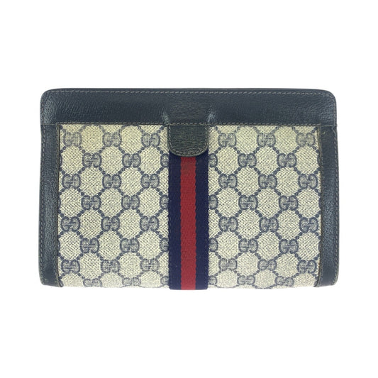 23656
GUCCI グッチ ヴィンテージ シェリーライン ネイビー レッド GGスプリームキャンバス / レザー 67 014 2125 クラッチバッグ セカンドバッグ レディース AB21