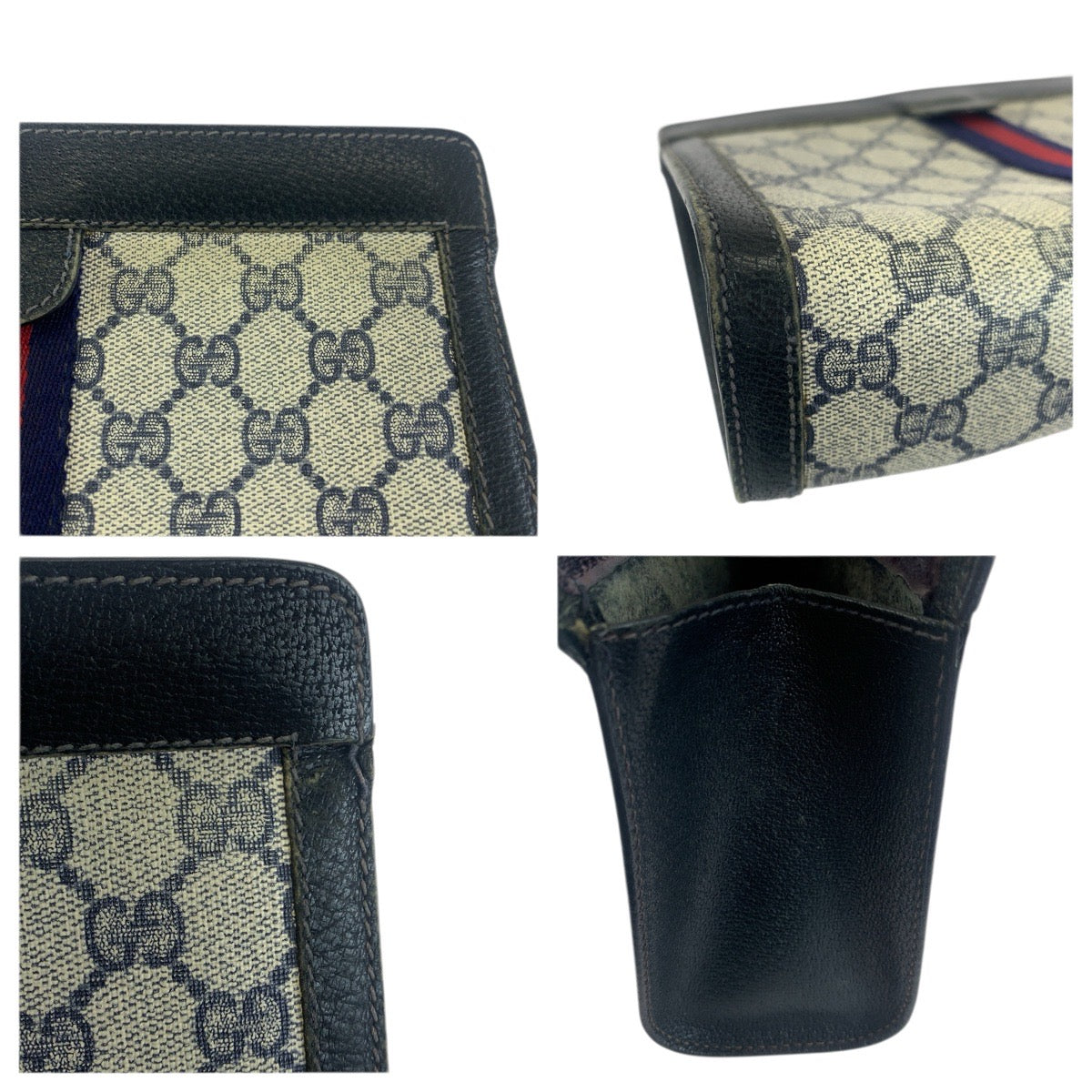 23656
GUCCI グッチ ヴィンテージ シェリーライン ネイビー レッド GGスプリームキャンバス / レザー 67 014 2125 クラッチバッグ セカンドバッグ レディース AB21