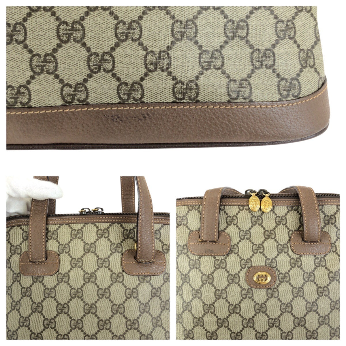 23657
GUCCI グッチ ヴィンテージ オールドグッチ ドーム サッチェルバッグ ベージュ ブラウン ゴールド金具 GGスプリームキャンバス / レザー 000 46 6004 トートバッグ ハンドバッグ レディース ABP37