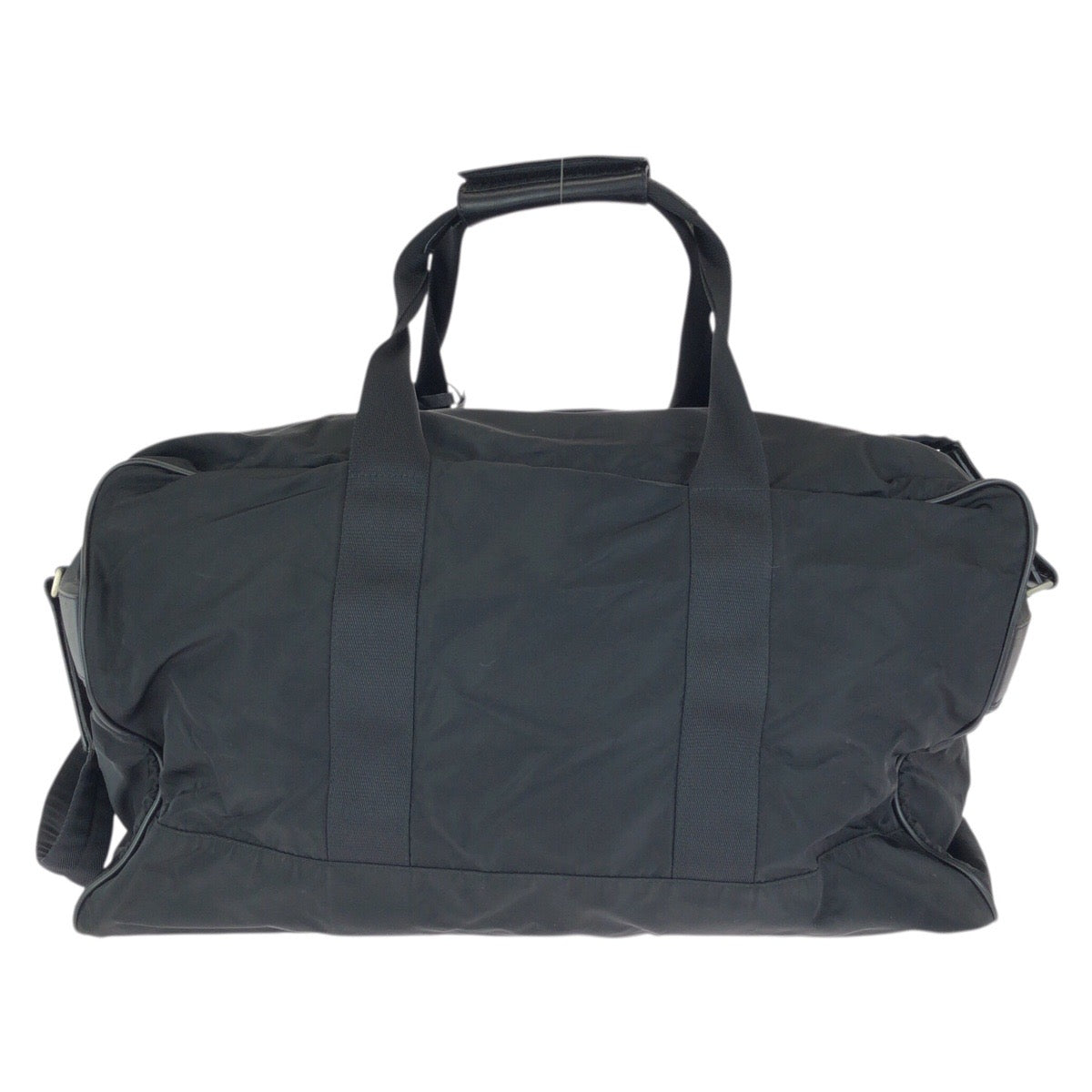 23659
PRADA プラダ テスート サフィアーノ 三角ロゴプレート 2way ブラック 黒 シルバー金具 ナイロン / レザー ボストンバッグ 旅行バッグ 男女兼用 メンズ ABP80