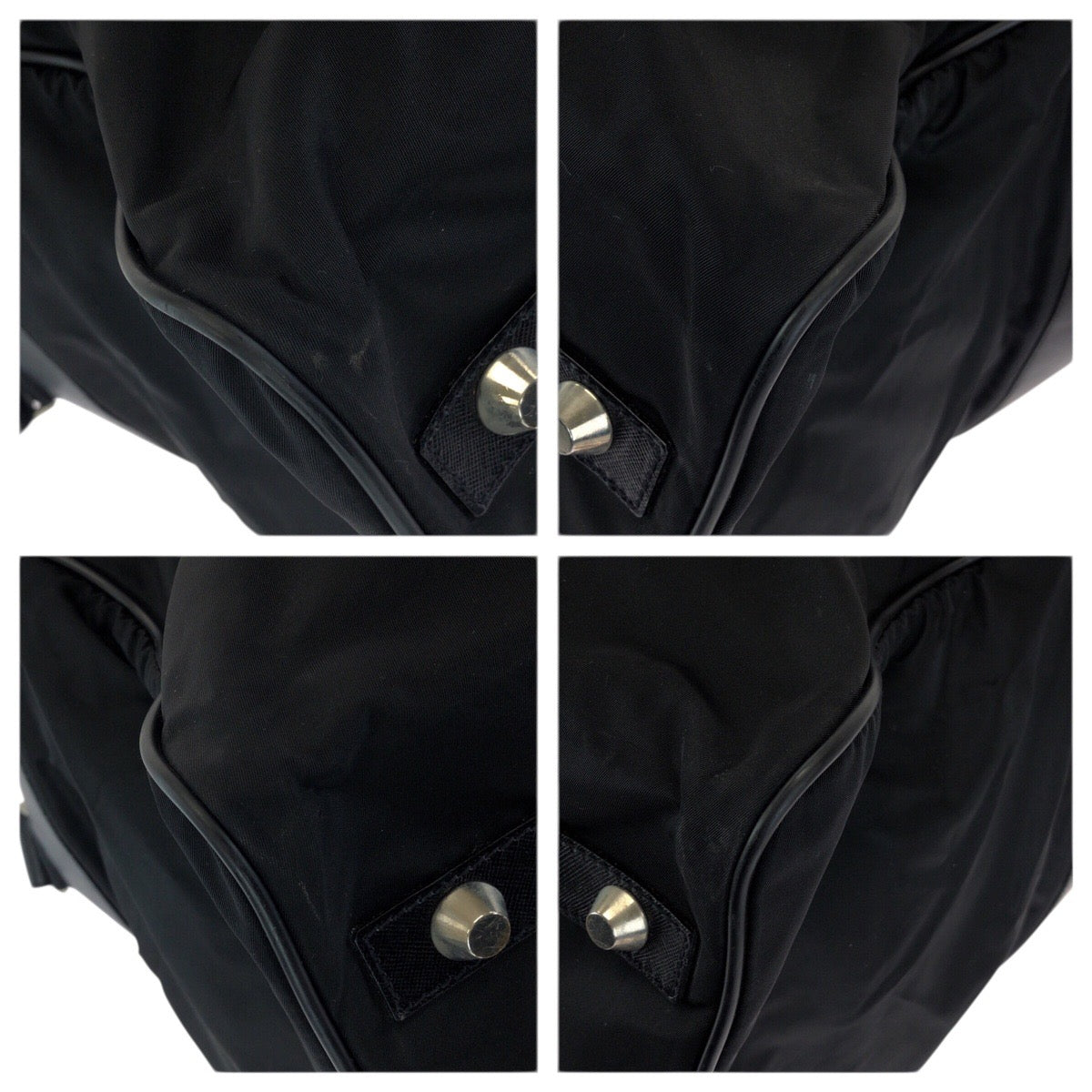 23659
PRADA プラダ テスート サフィアーノ 三角ロゴプレート 2way ブラック 黒 シルバー金具 ナイロン / レザー ボストンバッグ 旅行バッグ 男女兼用 メンズ ABP80