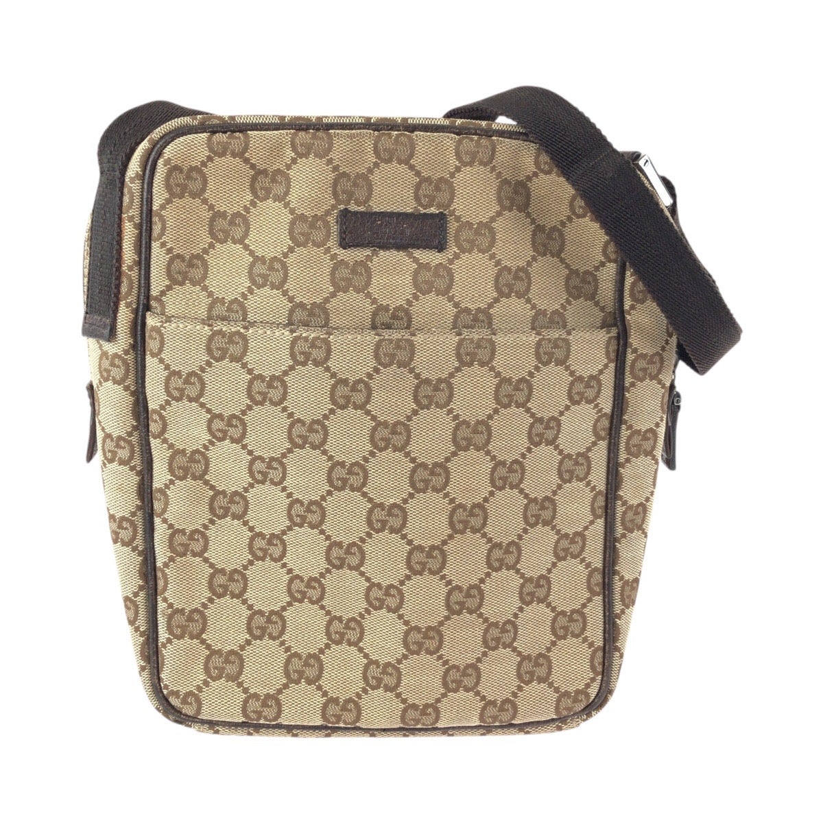 23660
GUCCI グッチ ベージュ ブラウン シルバー金具 GGキャンバス / レザー 122759 ショルダーバッグ メッセンジャーバッグ レディース ABP37