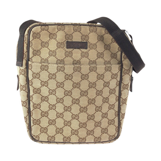 23660
GUCCI グッチ ベージュ ブラウン シルバー金具 GGキャンバス / レザー 122759 ショルダーバッグ メッセンジャーバッグ レディース ABP37