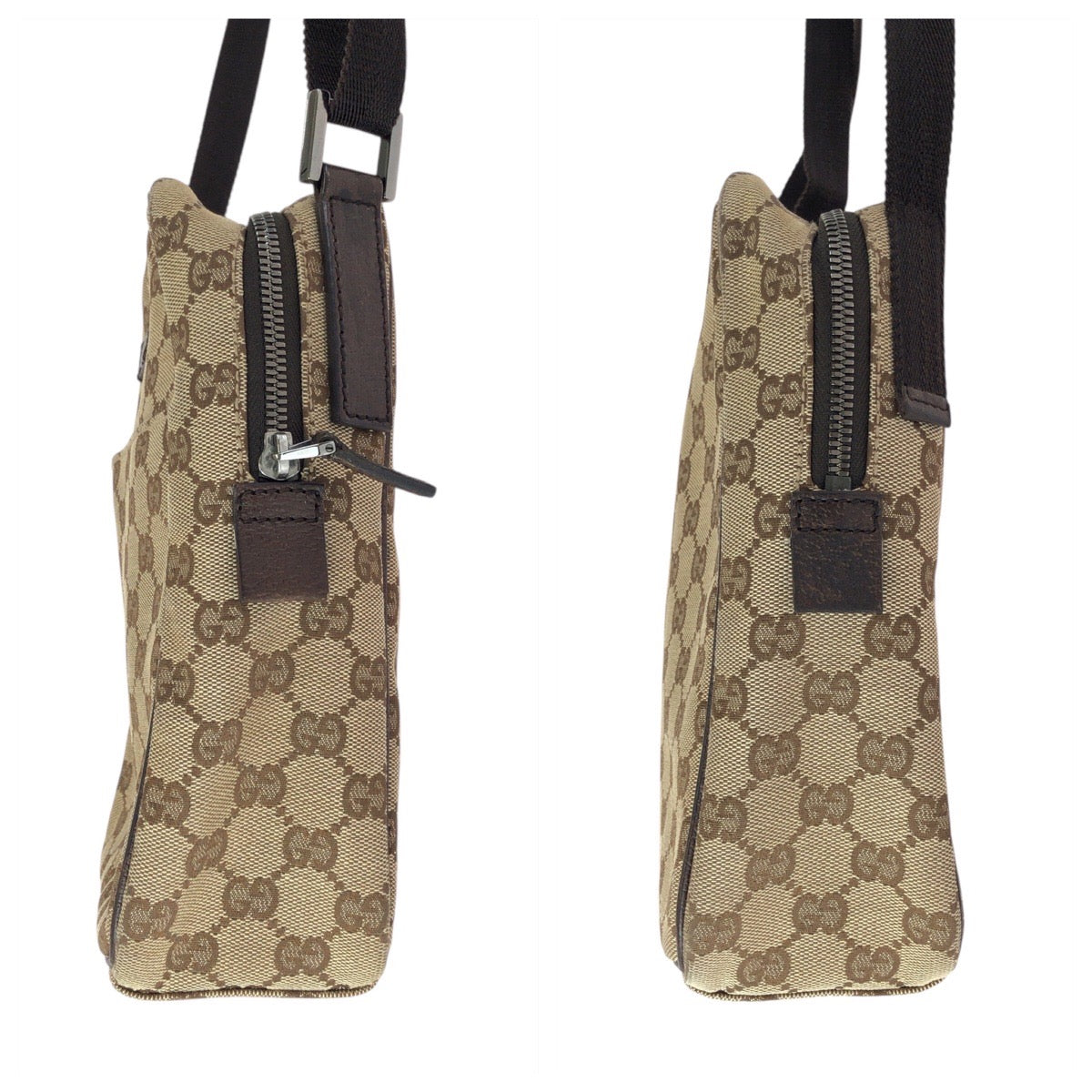 23660
GUCCI グッチ ベージュ ブラウン シルバー金具 GGキャンバス / レザー 122759 ショルダーバッグ メッセンジャーバッグ レディース ABP37