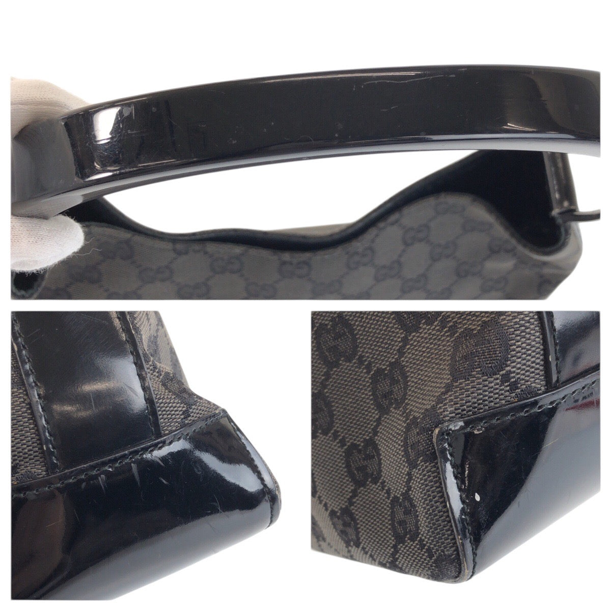 23662
GUCCI グッチ ブラック 黒 GGキャンバス / プラスチック / スウェード 001 3752 ホーボー ショルダーバッグ レディース ABP37