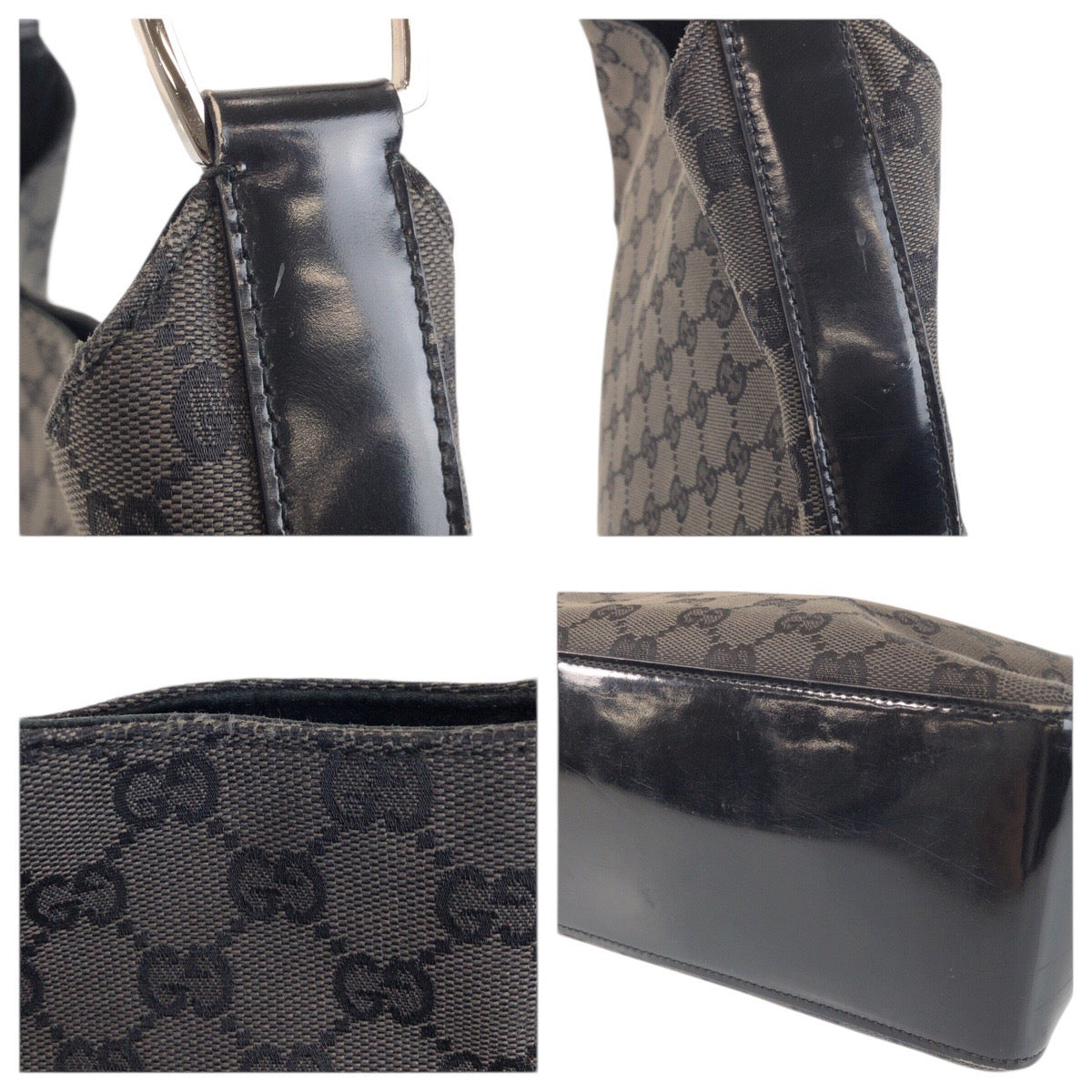 23662
GUCCI グッチ ブラック 黒 GGキャンバス / プラスチック / スウェード 001 3752 ホーボー ショルダーバッグ レディース ABP37