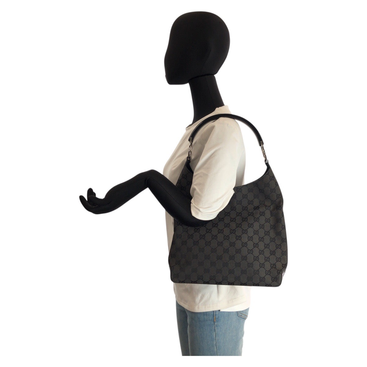 23662
GUCCI グッチ ブラック 黒 GGキャンバス / プラスチック / スウェード 001 3752 ホーボー ショルダーバッグ レディース ABP37