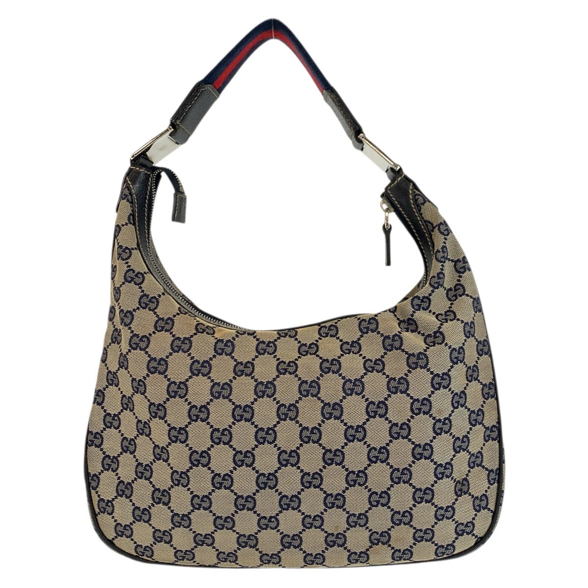 23664
GUCCI グッチ シェリーライン ネイビー シルバー金具 GGキャンバス 145757 ホーボー ショルダーバッグ レディース ABP37