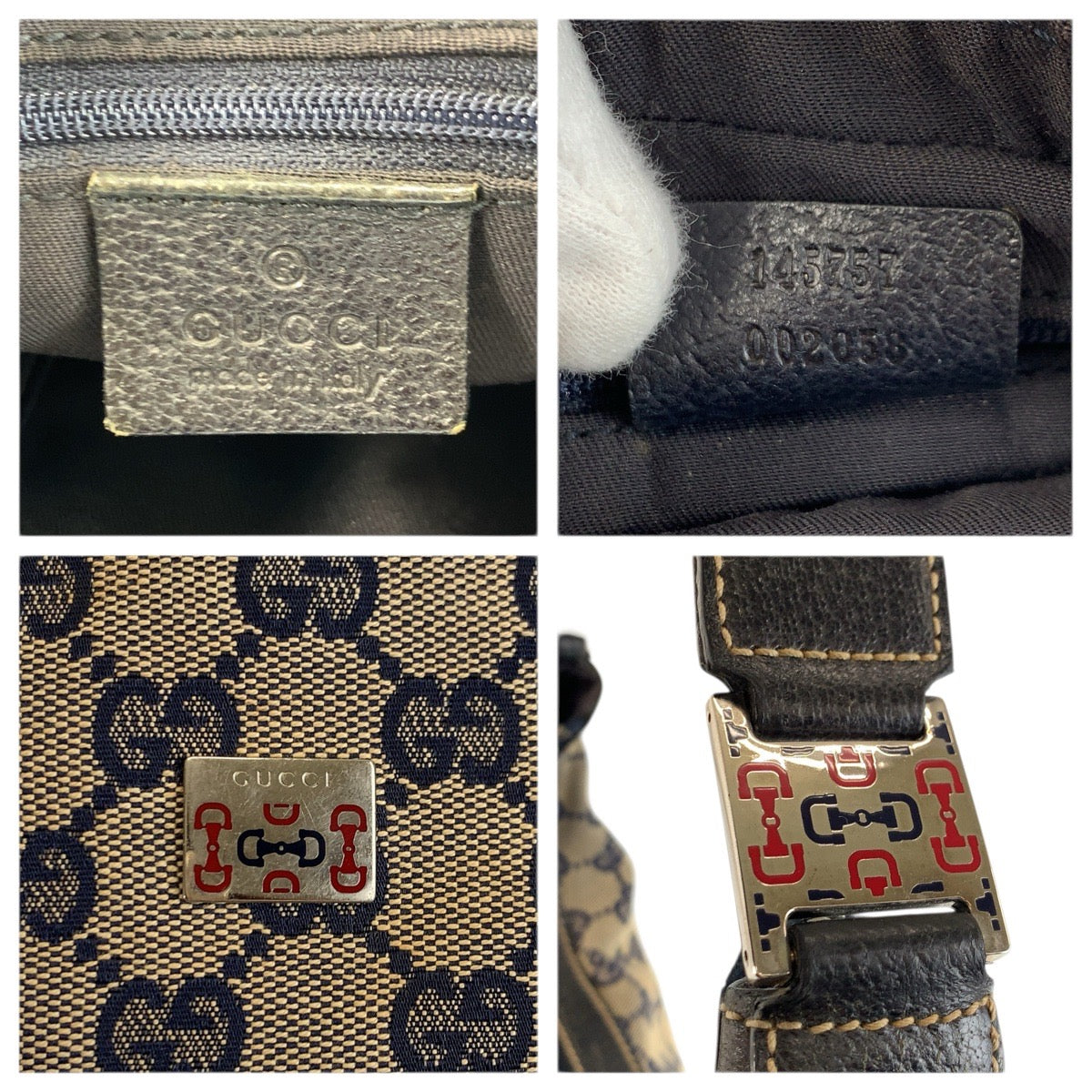 23664
GUCCI グッチ シェリーライン ネイビー シルバー金具 GGキャンバス 145757 ホーボー ショルダーバッグ レディース ABP37