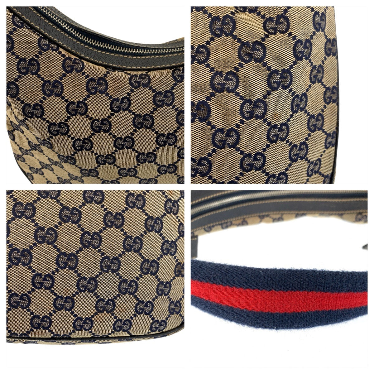 23664
GUCCI グッチ シェリーライン ネイビー シルバー金具 GGキャンバス 145757 ホーボー ショルダーバッグ レディース ABP37